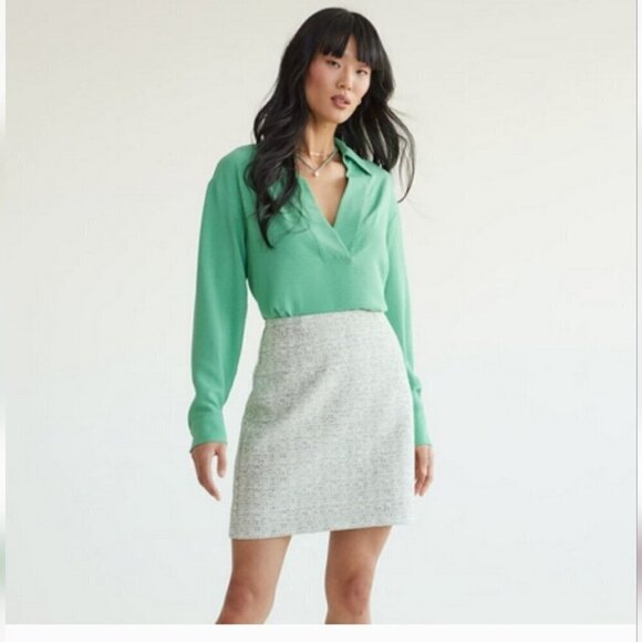 NWT REITMANS | Tweed wool skirt mini mint green sz 10 - Picture 1 of 7